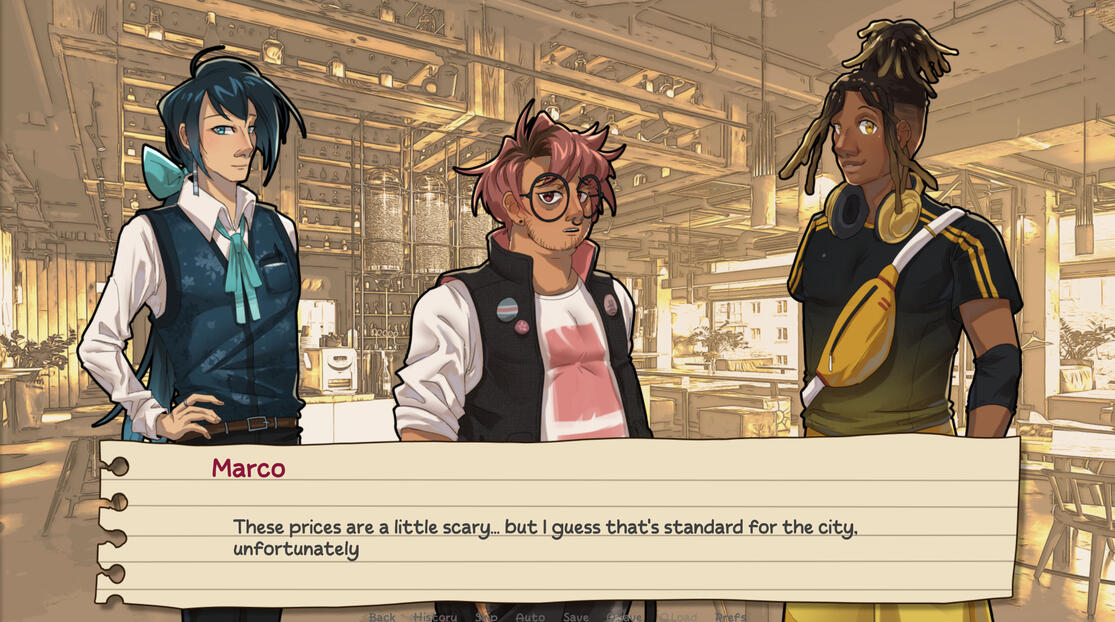 Dating sim mockup